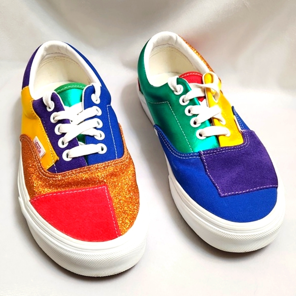 Vans Era Patchwork Suede Glitter Multicolor Low Lace-up Sneakers ( W Siize 8.5) - Picture 5 of 11